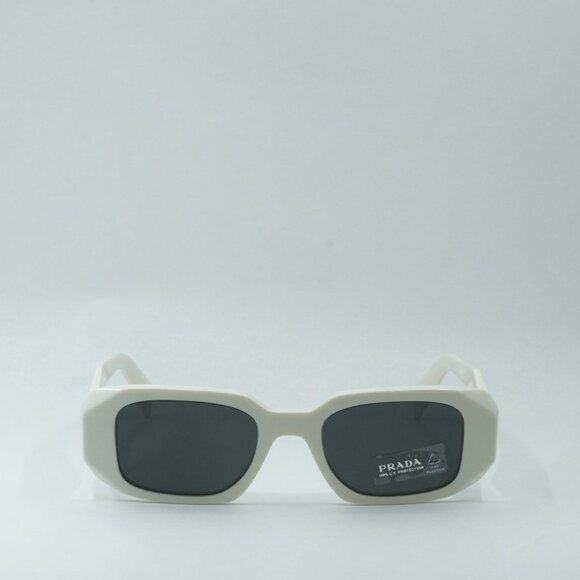 Prada PR17WS 1425S0 Sunglasses Talc Rectangle Frame, Dark Grey Lenses - Picture 2 of 14